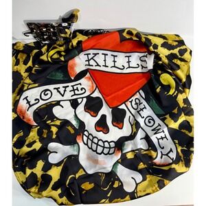 Ed Hardy‎ Scarf Skull Love Kills Slowly Leopard Print Polyester Fashion
